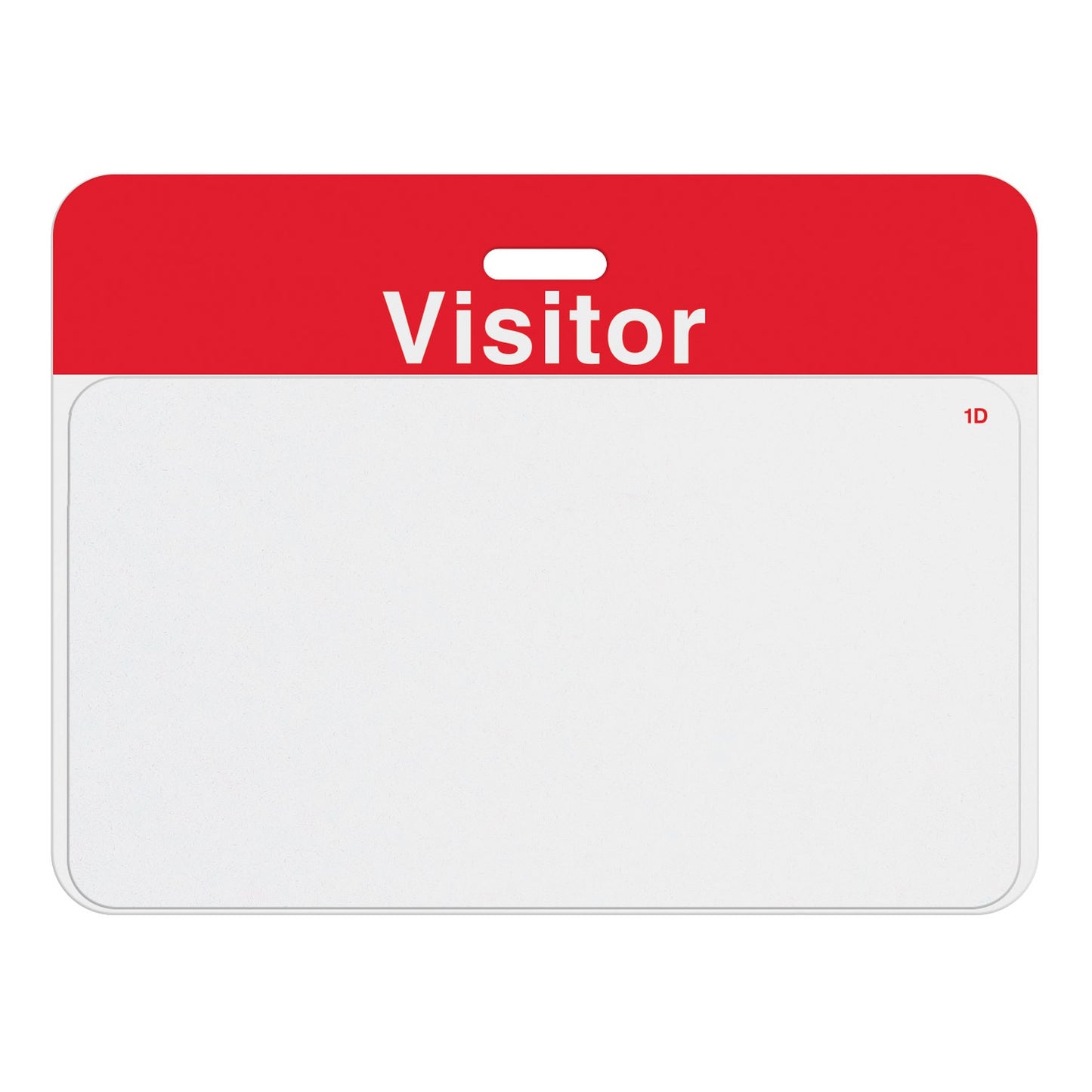 Valid large self-expiring visitor badge with red VISITOR header bar and blank white one-day front, T5913AL back assembled with T6151L front