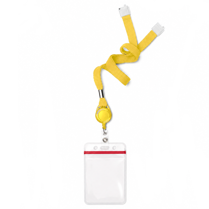 SPID-9101-YELLOW Yellow - Cruisin Through Life™ retractable badge reel lanyard in yellow with a clear resealable zip holder (SPID-9101-YELLOW)
