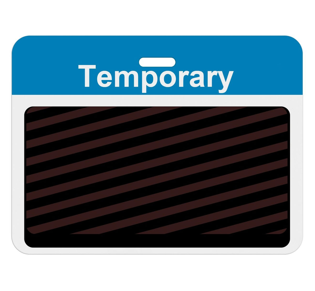 TEMPbadge T5938AL large clip-on self-expiring badge back with a printed process blue TEMPORARY header bar
