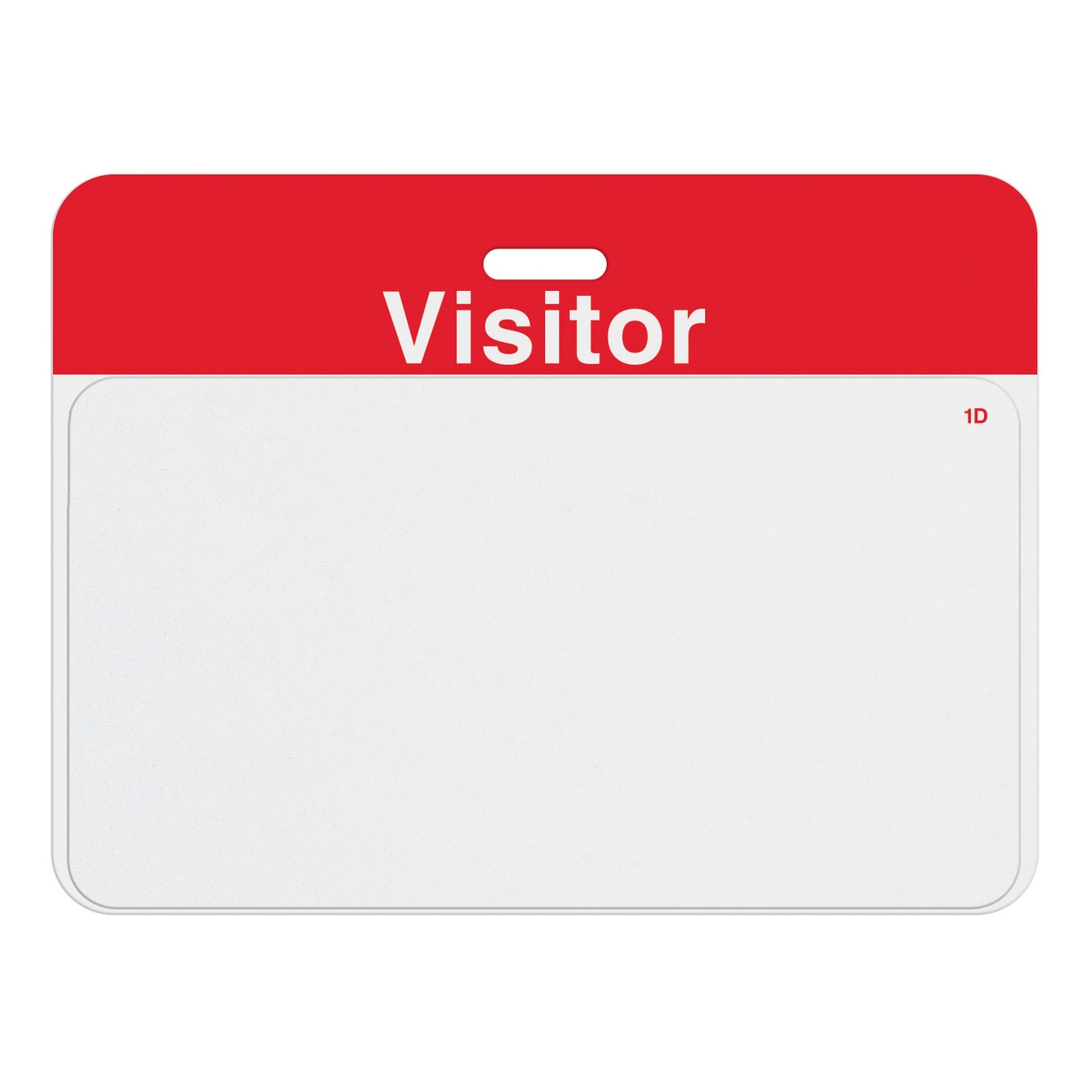 Valid large one-day expiring badge front T6151L assembled on a red VISITOR self-expiring badge back