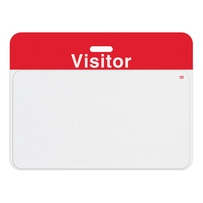Valid large one-day expiring badge front T6151L assembled on a red VISITOR self-expiring badge back