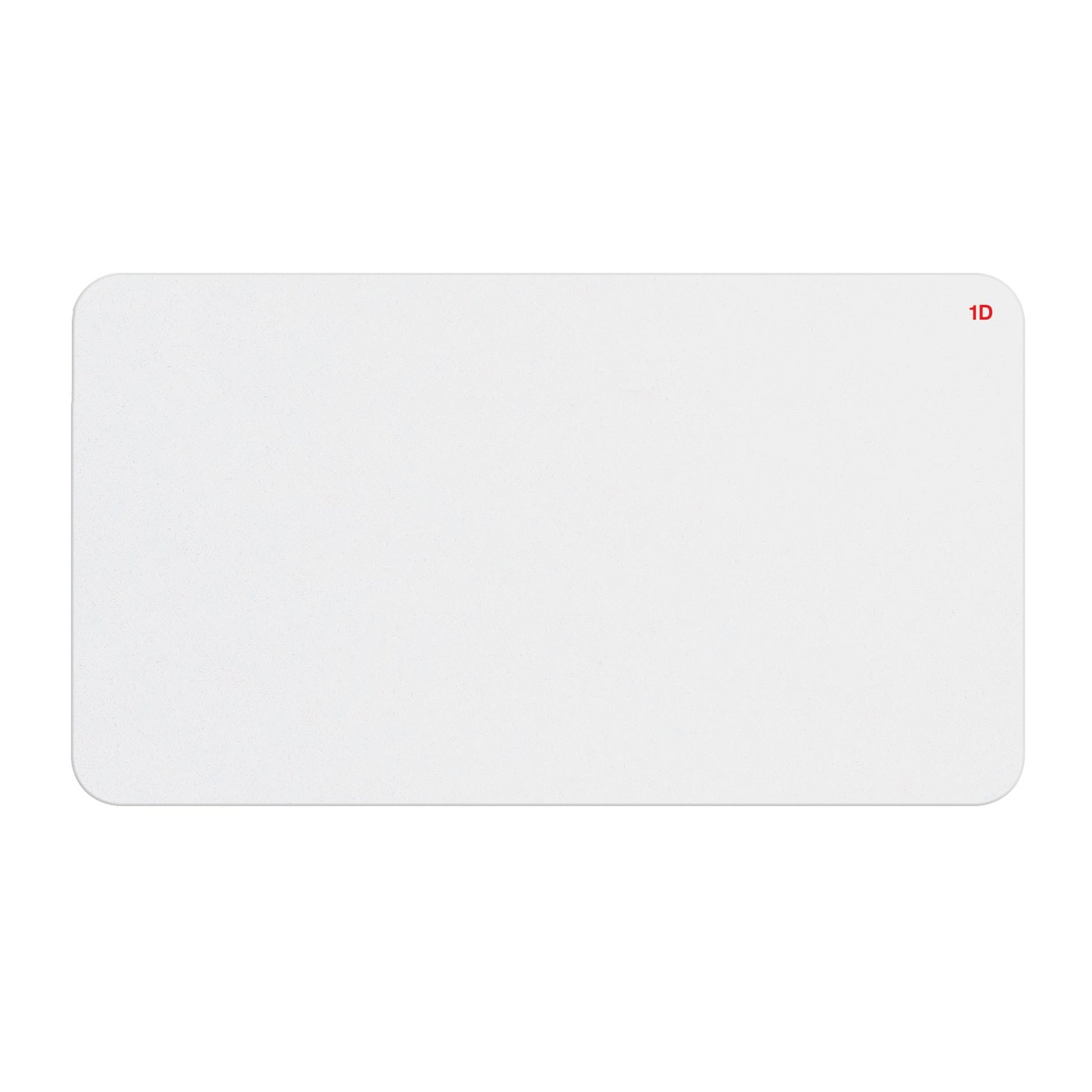 Blank white large thermal-printable one-day expiring badge front with red 1D indicator in the corner, part T6151L