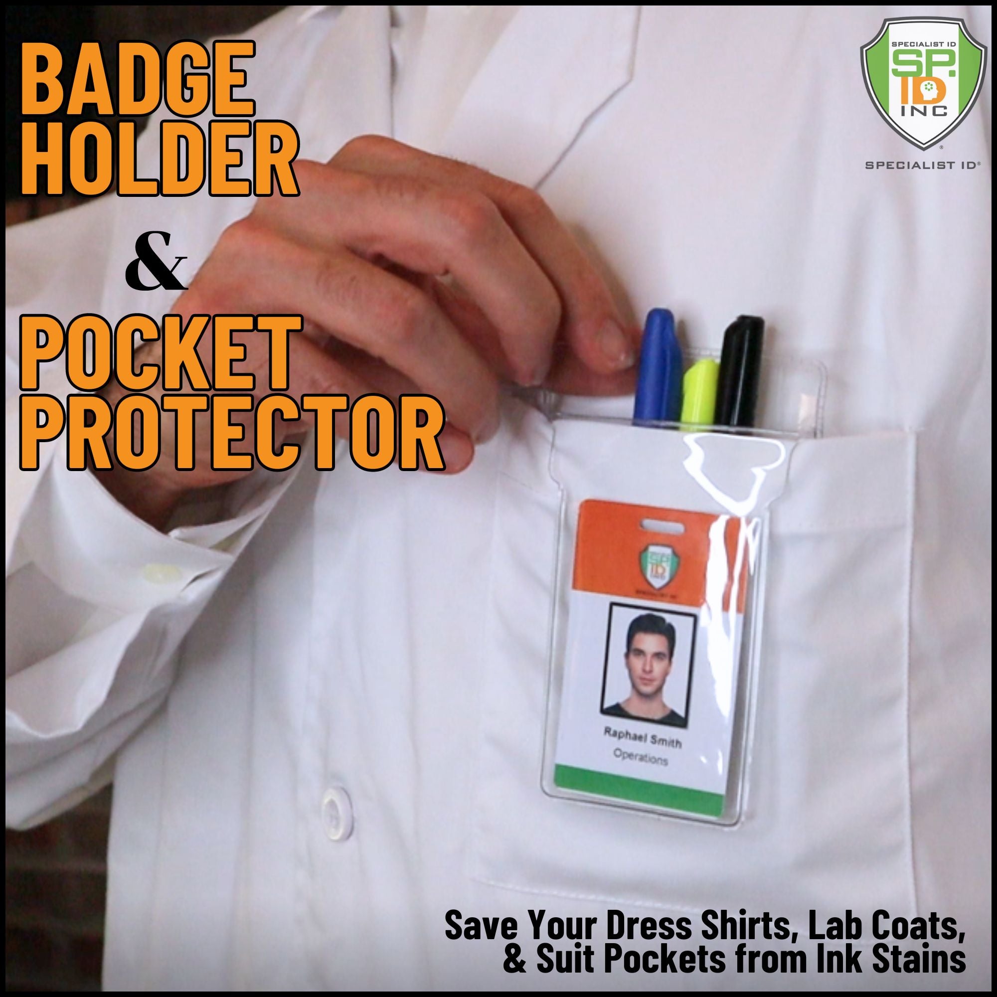 Clear Vinyl Pocket Protector With ID Badge Holder (P/N PPL63X ...
