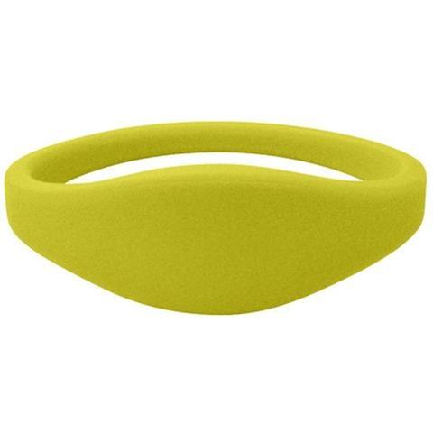 Yellow silicone U-Band MIFARE Classic 1K access wristband. Sold by Specialist ID.