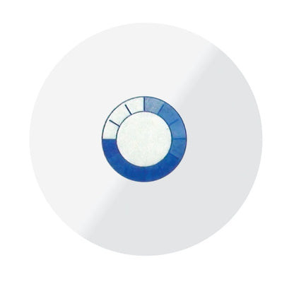 A blue and white roundel with a segmented design on a white background, ideal for the One Day Expiring Timing Cover - Regional Climate Based, Box of 500 (P/N 0514X). Sold by Specialist ID.