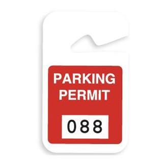 Red / 001-100 Non-expiring 3x5 Parking Permit Hangtag, Box of 100 (P/N 0519X) 05194