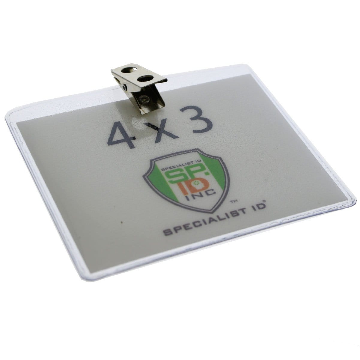 4 x 3 Inch Clear Vinyl Horizontal Badge Holder with Clip (1810-1300) 1810-1300