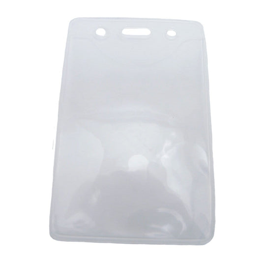 The PureClear Vertical Badge Holder (P/N 1815-1124) is crafted from clear EVA material and features rounded edges with two holes at the top for attachment, perfectly fitting a credit card size photo ID card.