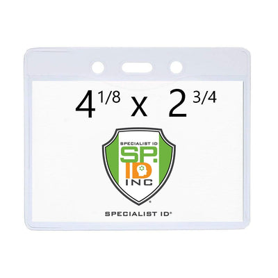 Clear Vinyl Horizontal Badge Holder with Slot and Chain Holes, 4" (w) x 2.85" (h) (P/N 1815-1200)