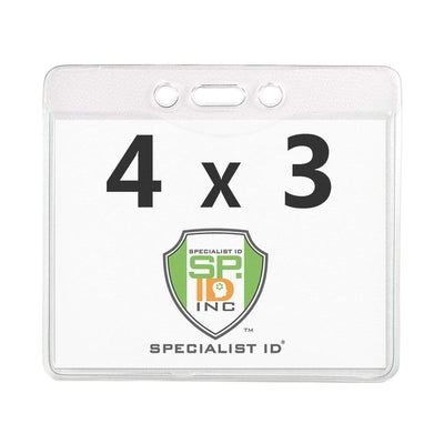 HEAVY DUTY Textured 4x3 Horizontal Name Badge Holder - Plastic Pass Protector for Conference, Trade Show Events (1815-1400)