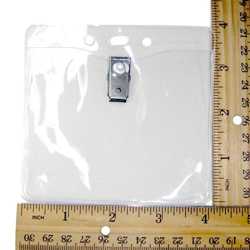 Clear Vinyl Horizontal Badge Holder With Clip And Chain Holes (P/N 1815-1405) 1815-1405