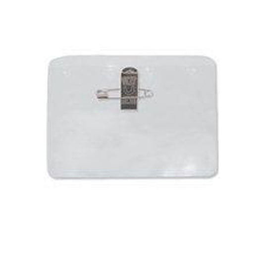 A clear vinyl horizontal holder, this Clear Vinyl Horizontal Holder W/Pin-Clip Combo Attachment Holes 1817-1000 features a metal clip on the back.