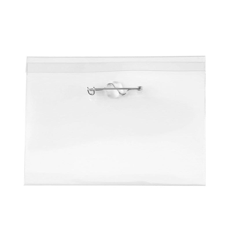 Clear Rigid Vinyl Name Tag Holder With Nickel Plated Steel Pin 4" X 3