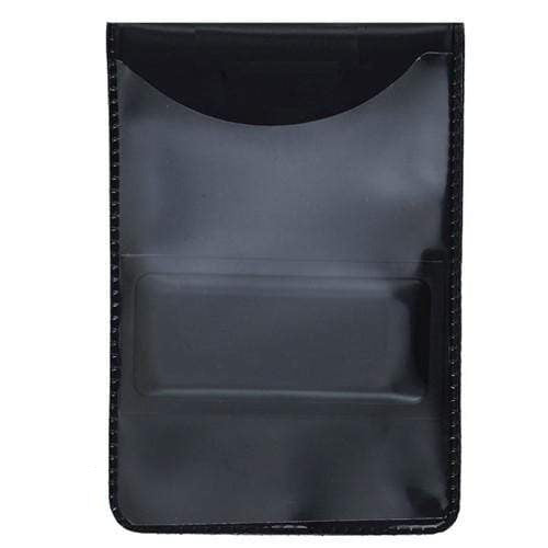 Here's the sentence with the product name replaced:

A Magnetic Badge Holder for Shirt Pocket or Belt - Vertical Fold Over Single Card Holder (1835-1150) with stitching along the edges, featuring a transparent front pocket and an additional pocket at the back. This top-load design integrates shielded magnets for secure closure and added convenience.