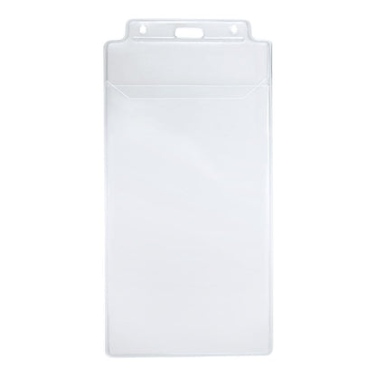 Clear vinyl vertical event ticket holder with top slot and chain holes, 1840-1600