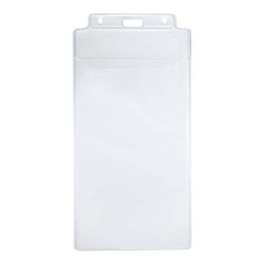 Clear vinyl vertical event ticket holder with top slot and chain holes, 1840-1600