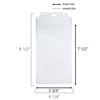 Dimension diagram for 1840-1600 clear vinyl vertical event ticket holder