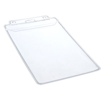 Vertical Extra Large 3 1/2 x 5 1/2 Credential Holder with Flap (P/N 1840-1605) with a top-loading slot for an identification card. Ideal as a vertical badge holder, it keeps your ID easily accessible and secure.