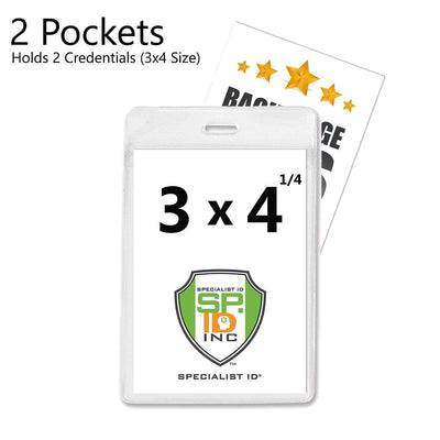 3 x 4 1/4 Vertical Extra Large Badge Holder with Front And Back Pockets (P/N 1840-1610)
