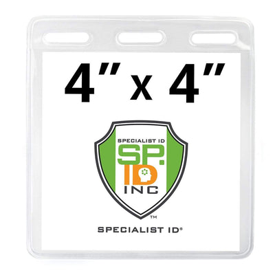 4 x 4 Badge Holder - Clear, Oversized ID Card Holder -  Large Vinyl Event Badge Holder (1840-1612)