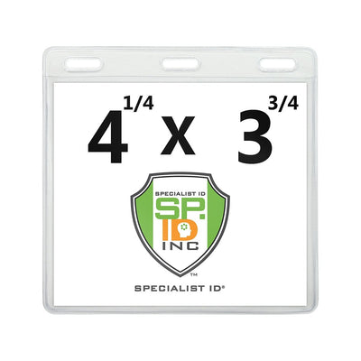 4x3 Badge Holder with Extra Room (4 1/4 X 3 3/4) For Laminated or Larger Credentials - Clear Vinyl Horizontal Event Badge Holder (1840-1618)