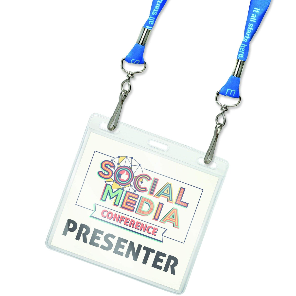 4x3 Badge Holder with Extra Room (4 1/4 x 3 3/4) for Laminated or Larger Credentials - Clear Vinyl Horizontal Event Badge Holder (1840-1618)