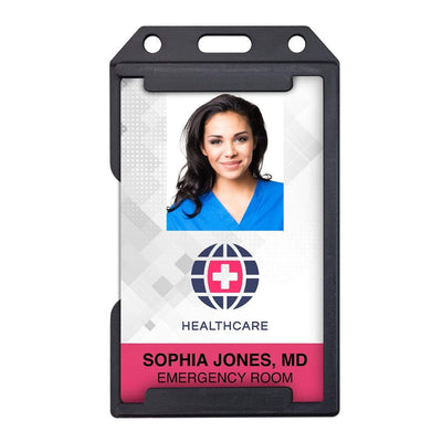 2 Sided Rigid Vertical MultiCard Badge Holder - Hard Plastic Multiple ID Card Holder (1840-308X)
