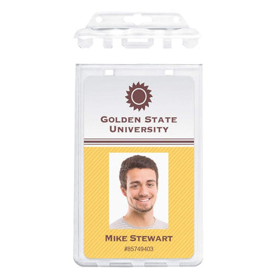 Clear Vertical Permanent Locking Plastic Card Holder (P/N 1840-6045)