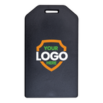 Custom Black Rigid Plastic Luggage Tag Holder with 6" loop 