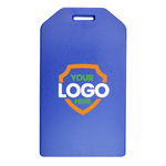 Blue Custom Rigid Plastic Luggage Tag Holder with 6" loop 