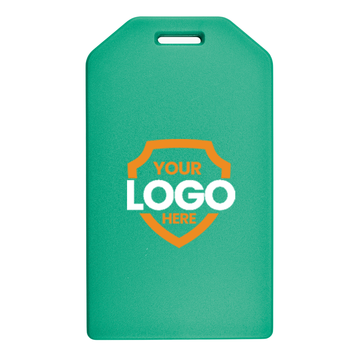 Green Custom Rigid Plastic Luggage Tag Holder with 6" loop 