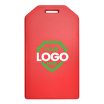 Red Custom Rigid Plastic Luggage Tag Holder with 6" loop 