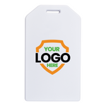 Custom White Rigid Plastic Luggage Tag Holder with 6" loop 