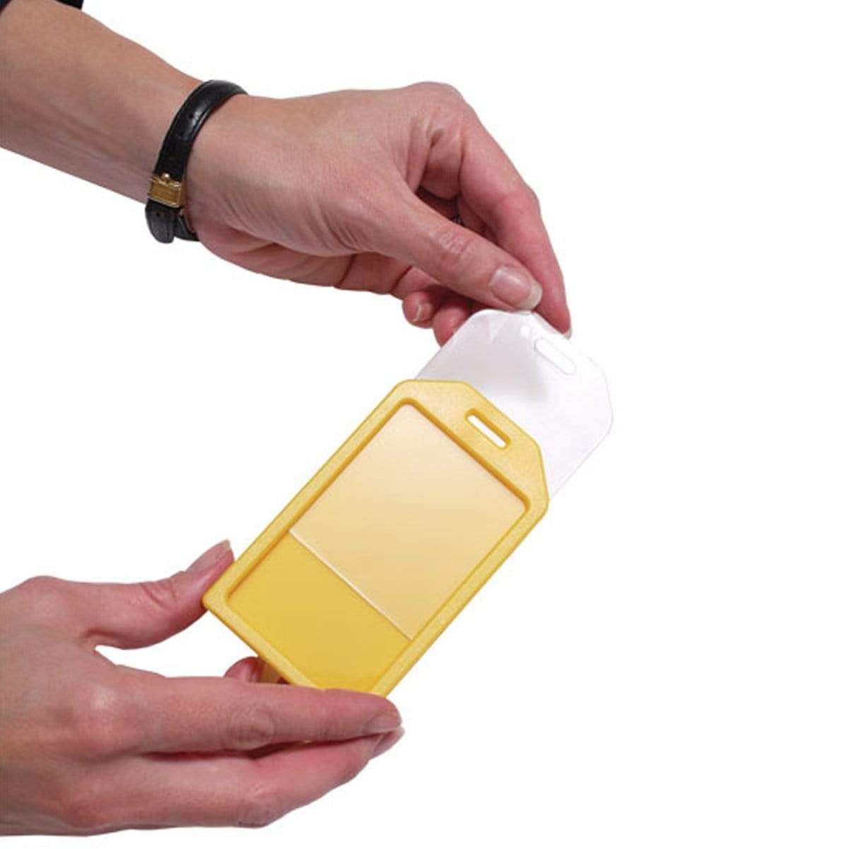 Yellow Rigid Plastic Luggage Tag Holder with 6" loop (P/N 1840-6209)