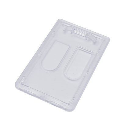 A Frosted Vertical Rigid 2-Card Access Card Dispenser (1840-6550) with slots for two cards, designed for vertical or horizontal display. Ideal as an ID badges holder.