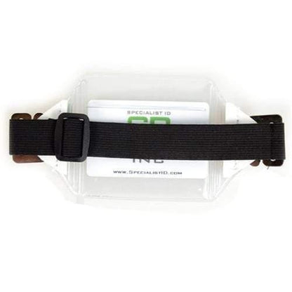 Black Vinyl Horizontal Arm Band Badge Holder With Elastic Strap (P/N 1840-7000) 1840-7000-BLACK