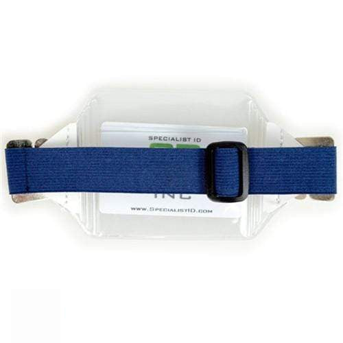 Navy Blue Vinyl Horizontal Arm Band Badge Holder With Elastic Strap (P/N 1840-7000) 1840-7000-NBLU
