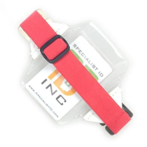 Red Vertical Armband ID Badge Holders with Elastic Strap (1840-7010) 1840-7010-RED