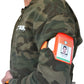 Reflective Bright Orange Arm Badge Holder with Glow-in-the-Dark Tabs and Included Armband