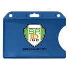 Custom Horizontal Open-Face Rigid Plastic Card Holder (1840-811X) - Add Your Logo with the "Specialist ID" logo and the text "SP ID INC" displayed on the front, perfect for those seeking personalized badge holders.