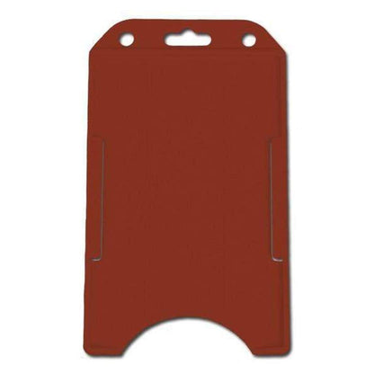 A Vertical Open Face Plastic ID Holder (1840-816X) with a rigid plastic design, featuring a rounded top, a small hole for lanyard attachment, and two vertical slots on the sides.