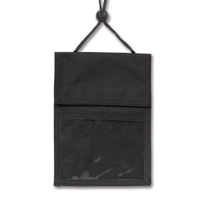 Black 3-Pocket Credential Neck Wallet with Adjustable Lanyard (1860-2501)