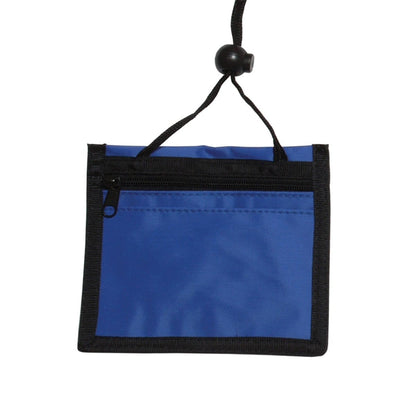 A Premium Color 3 Pocket 4x3 Nylon Credential Neck Lanyard Wallet with Adjustable Lanyard (1860-260X) features a black zipper pocket and an adjustable cord, plus an adjustable 48" lanyard perfect for holding your exhibitor badge securely.