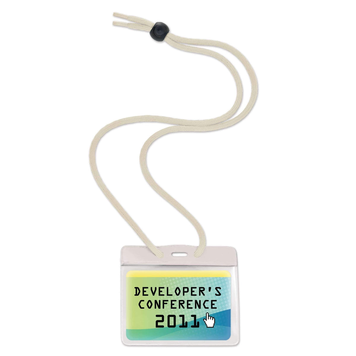White Government Size 3 3/8 X 2 9/16 Horizontal Color-Bar Badge Holder with Lanyard (1860-280X) 1860-2808