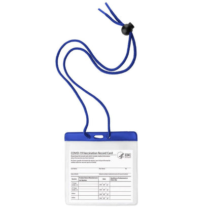 Here is the sentence with the product name replaced:

4x3 Inch Color Bar Event Badge with Adjustable Lanyard - Extra Large (Max Insert 4 3/8 X 3 1/2) Colored Name Badge with Matching Color Code Lanyard (1860-290X) inside an extra large vinyl ID badge holder with a blue lanyard neck cord attached.
