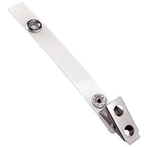 Long 4" Strap Clip, 2110-1150 with a small circular joint and a triangular base featuring two holes.
