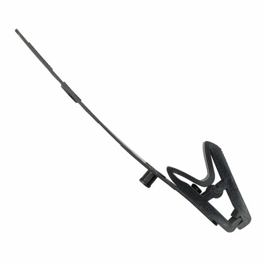 A Colored Plastic Strap Clips with Knurled Thumb Grip - No Metal / All Plastic (2115-200X) with an angled design and a long, thin extending strap, typically used to secure badge credentials.