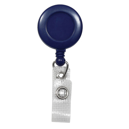 A Badge Reel With Reinforced Vinyl Strap and Belt Clip (P/N 2120-300X) with a reinforced vinyl strap and metal snap for attaching an ID card. Sold by Specialist ID.