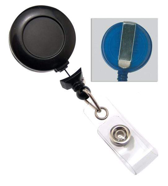 Black "No Twist" Badge Reel With Clear Vinyl Strap And Belt Clip (P/N 2120-305X) 2120-3050