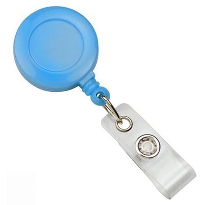 Neon blue badge reel with belt clip and clear vinyl strap, 2120-3082